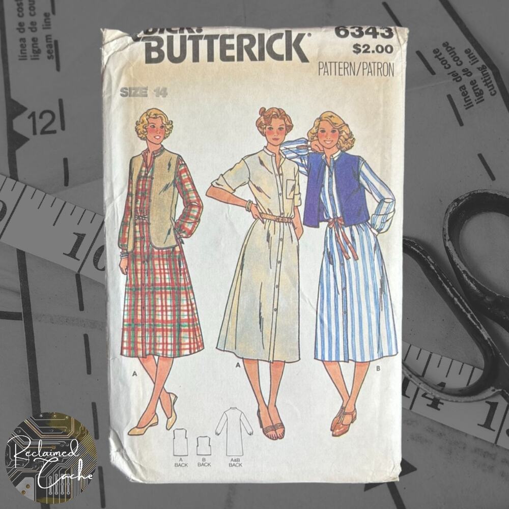 Butterick 6343 Misses' Dress & Vest Pattern - Size 14